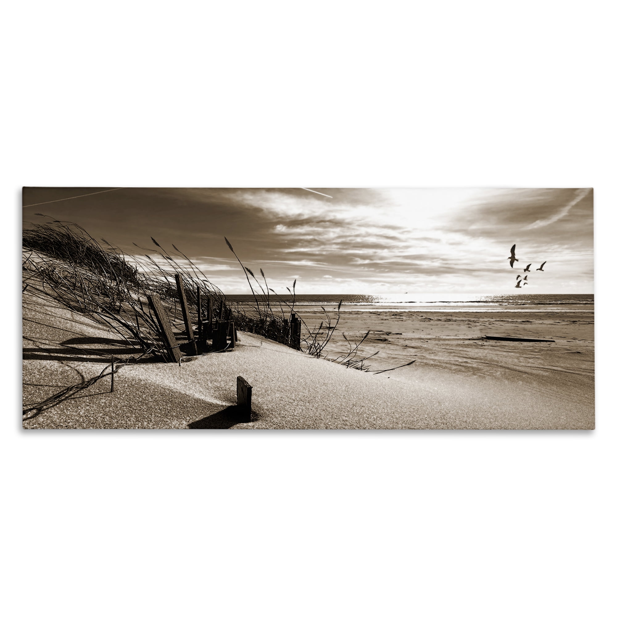 Stupell Industries Zen Sands Beach Landscape Photography Gallery Wrapped Canvas Art Print Wall Art, 40 x 17