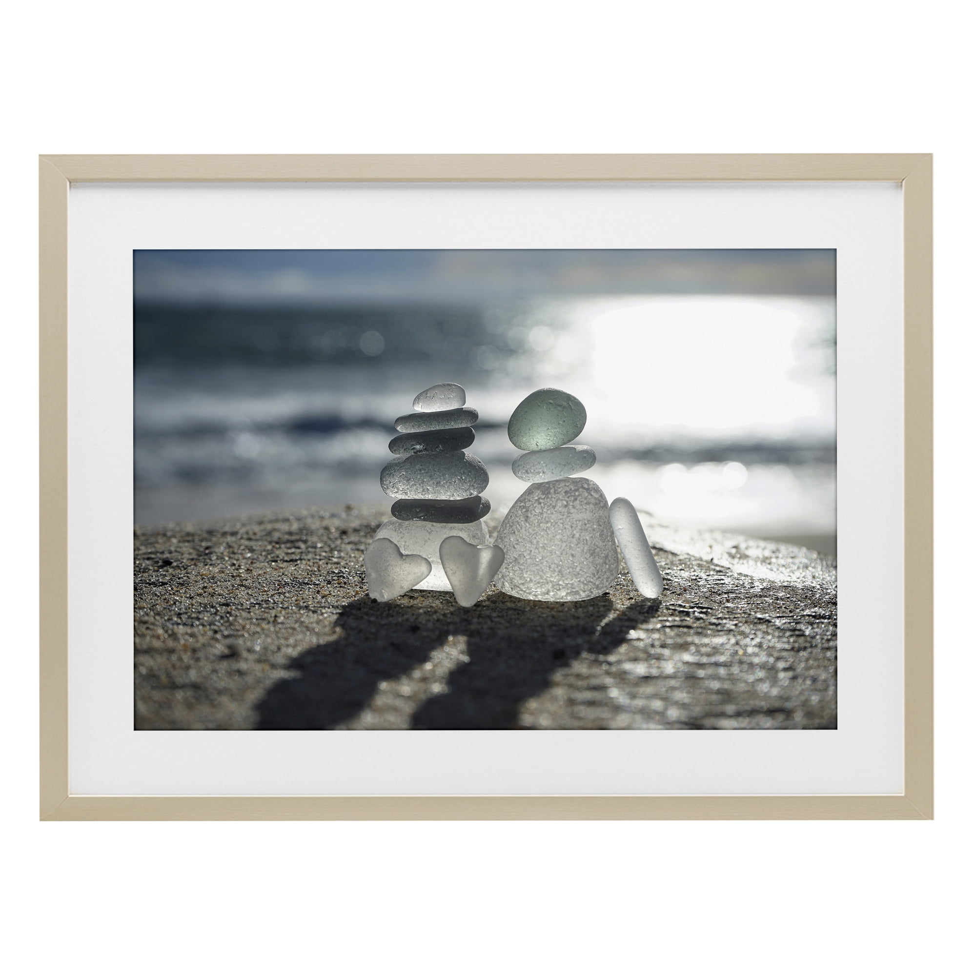 Stupell Industries Zen Sea Glass Hearts Birch Framed Print Under Glass, design by LMarie Allen