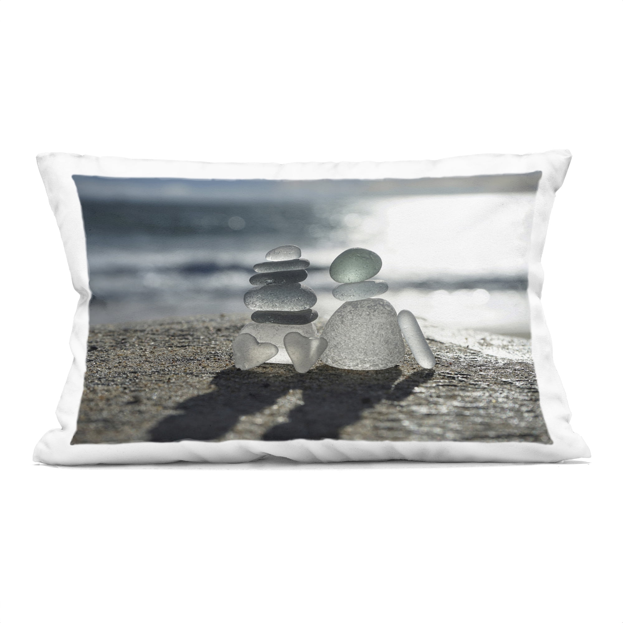 Stupell Industries Zen Sea Glass Hearts Decorative Printed Throw Pillow, design by LMarie Allen, 14 x 7 x 20