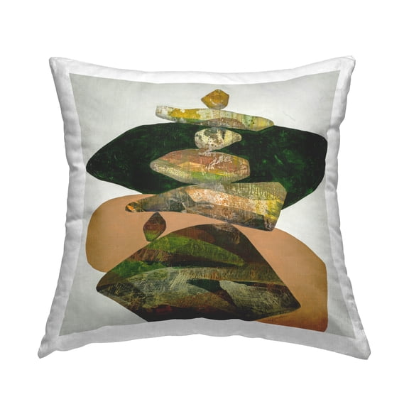 Stupell Industries Zen Stacked Rocks Shapes Printed Throw Pillow Design by Ruth Fromstein