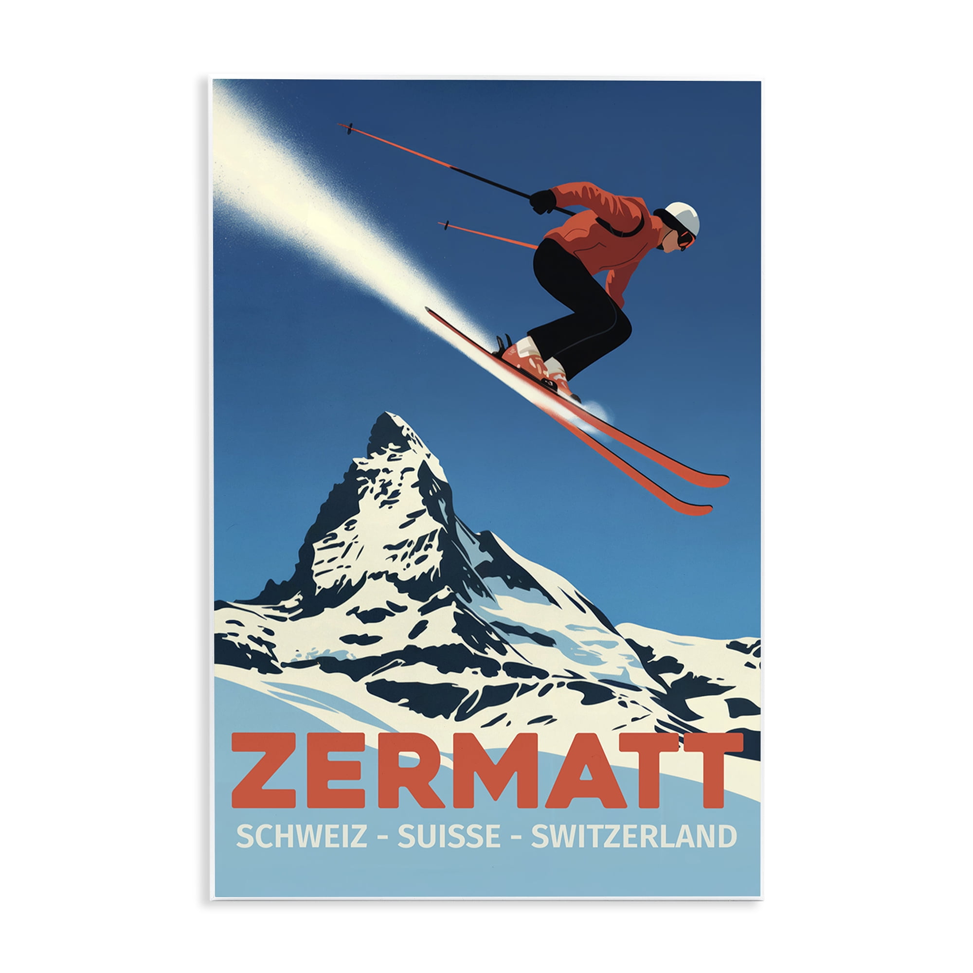 Stupell Industries Zermatt Ski Poster Wall Plaque Art, design by Andreas Magnusson