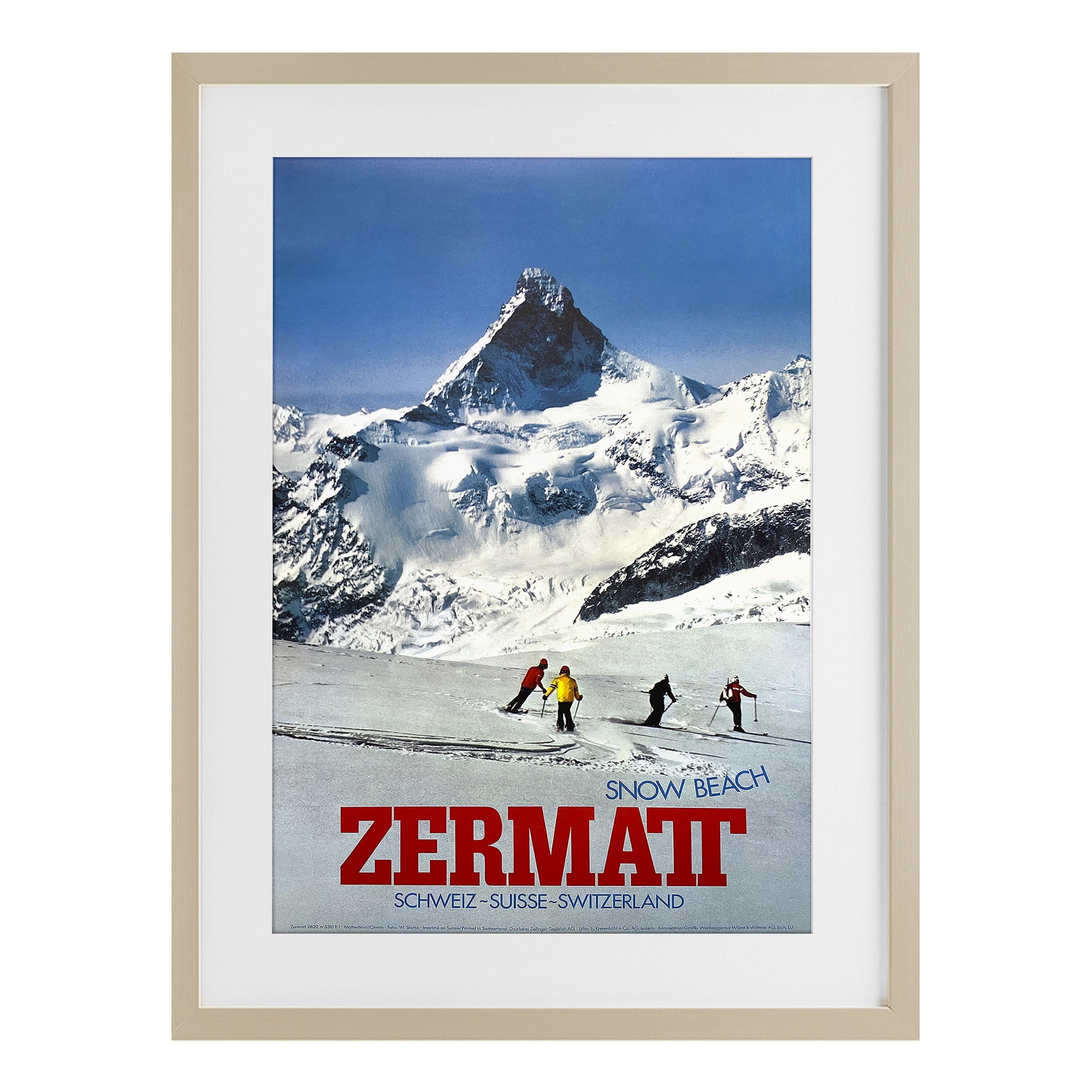 Stupell Industries Zermatt Snow Beach Birch Framed Print Under Glass, design by Vintage Posters
