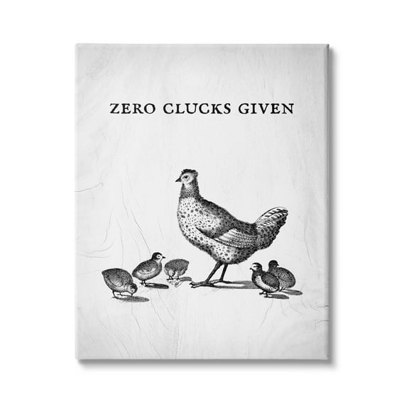 Stupell Industries Zero Clucks Given Funny Phrase Chicken Pun, 16 x 20,Design by Daphne Polselli
