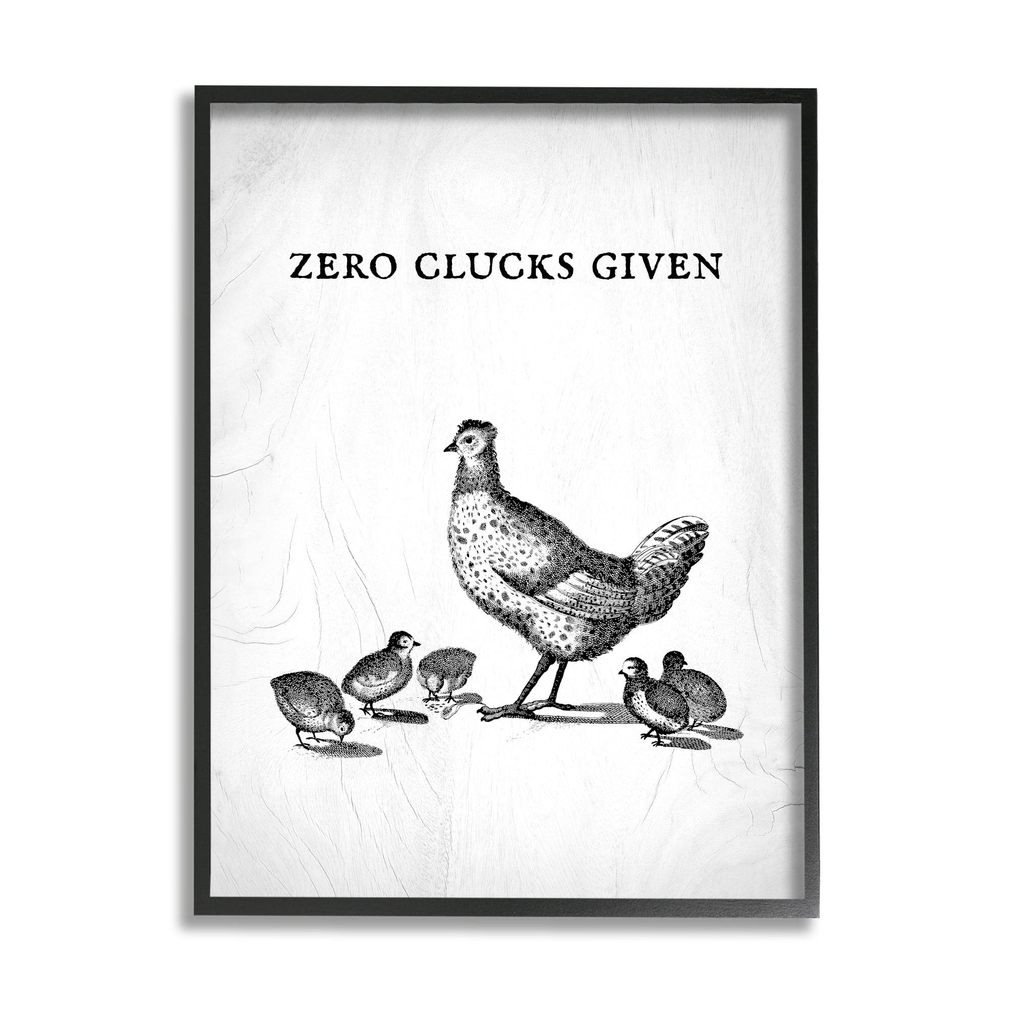 Stupell Industries Zero Clucks Given Funny Phrase Chicken Pun, 24 x 30,Design by Daphne Polselli