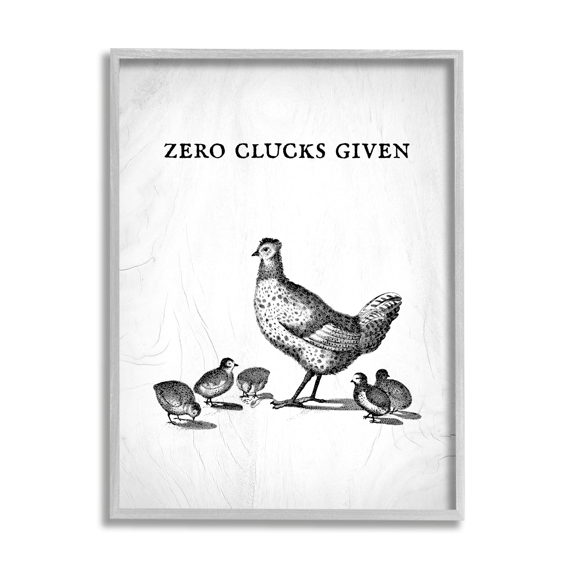 Stupell Industries Zero Clucks Given Funny Phrase Chicken Pun, 24 x 30,Design by Daphne Polselli