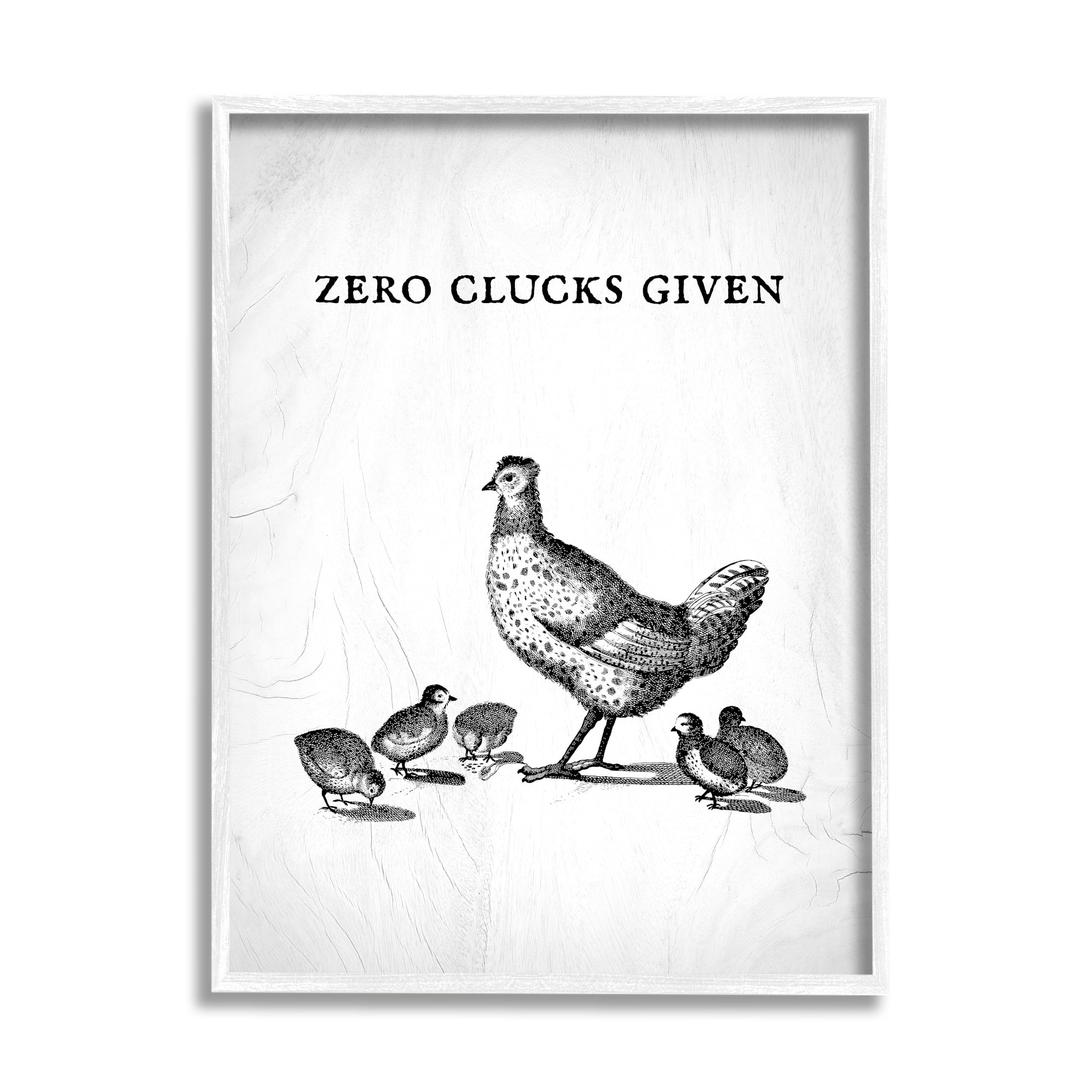 Stupell Industries Zero Clucks Given Funny Phrase Chicken Pun, 24 x 30,Design by Daphne Polselli