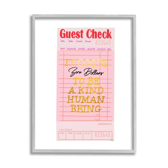 Stupell Industries Zero Dollars to be Kind Inspirational Painting Gray Framed Art Print Wall Art, 24 x 30