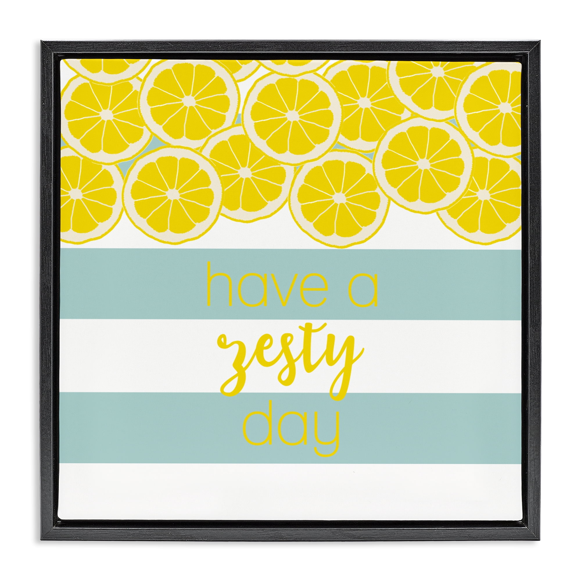 Stupell Industries Zesty Citrus with Stripes Black Framed Floater Canvas Wall Art, design by Anna Quach