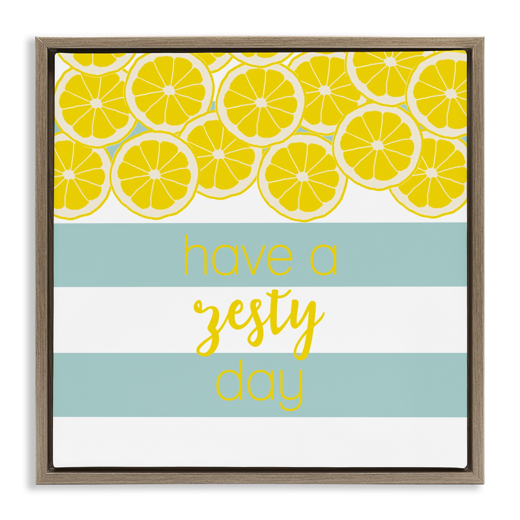 Stupell Industries Zesty Citrus with Stripes Brown Framed Floater Canvas Wall Art, design by Anna Quach