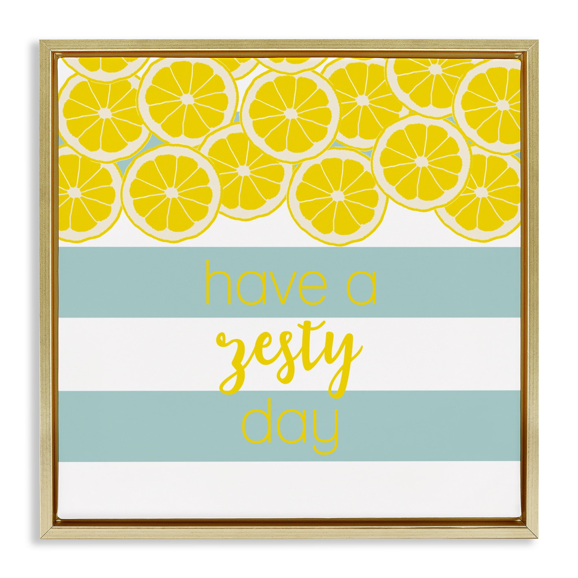 Stupell Industries Zesty Citrus with Stripes Gold Framed Floater Canvas Wall Art, design by Anna Quach