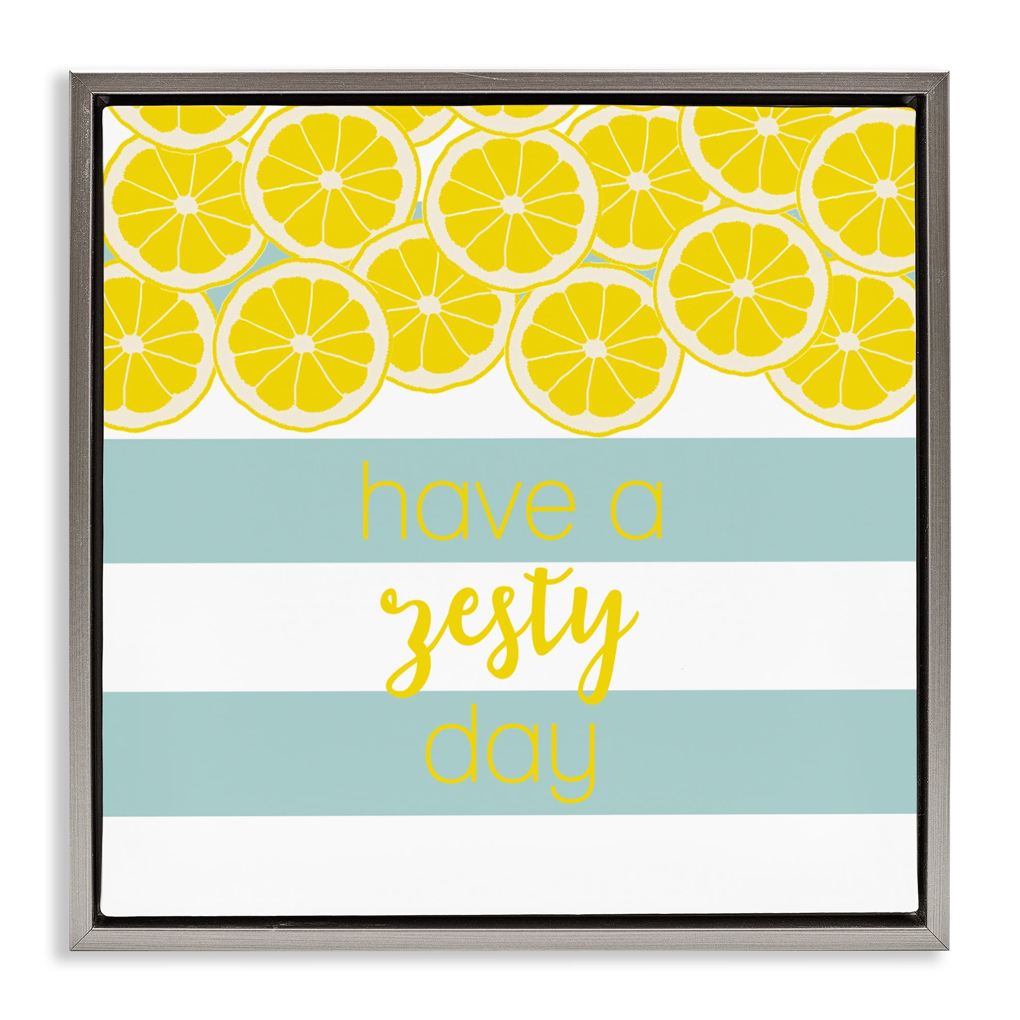 Stupell Industries Zesty Citrus with Stripes Gray Framed Floater Canvas Wall Art, design by Anna Quach