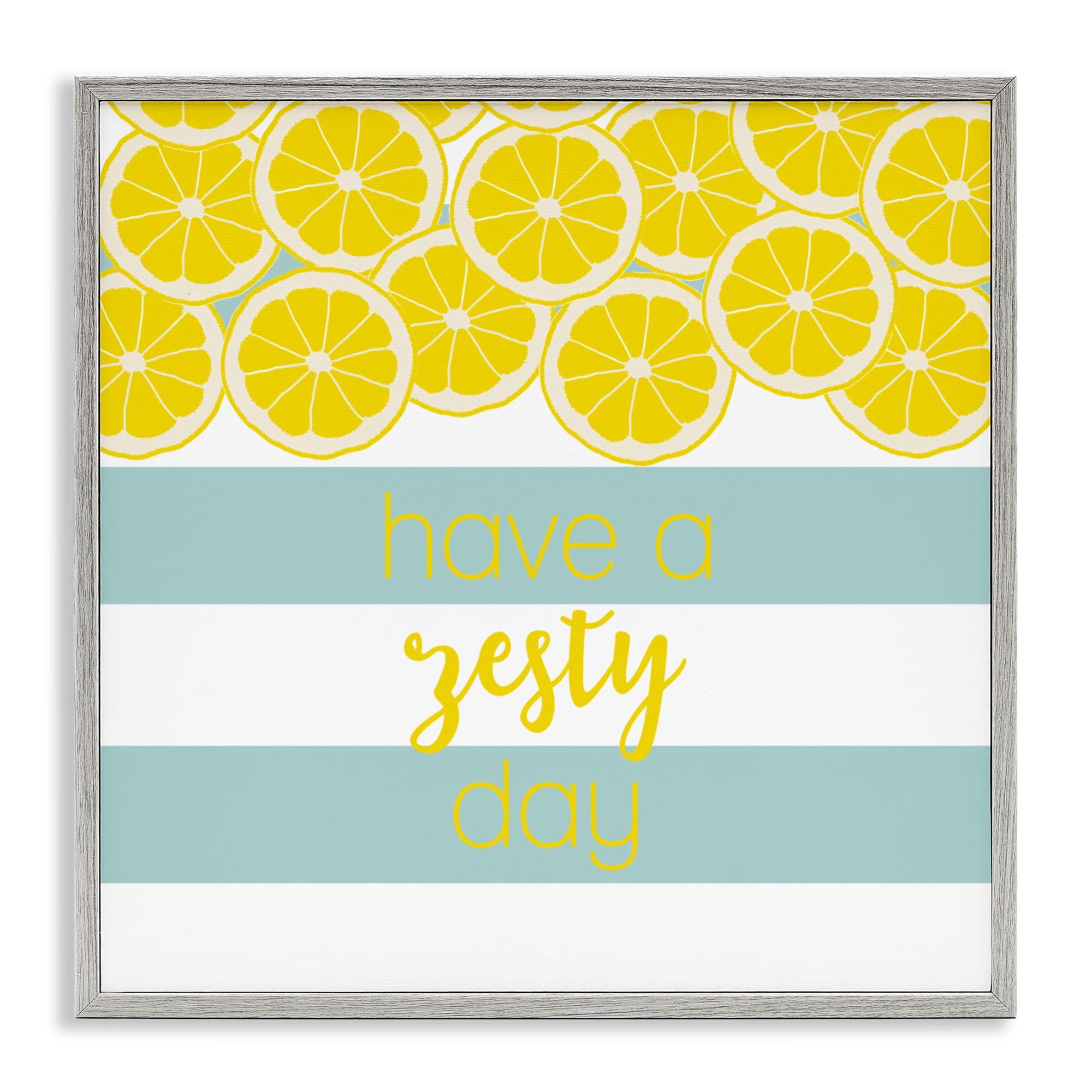 Stupell Industries Zesty Citrus with Stripes Gray Framed Giclee Art, design by Anna Quach