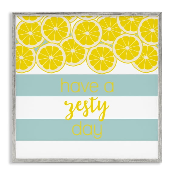 Stupell Industries Rustic Lodge Zesty Citrus with Stripes Gray Framed Giclee Art, 12 x 12, by Anna Quach