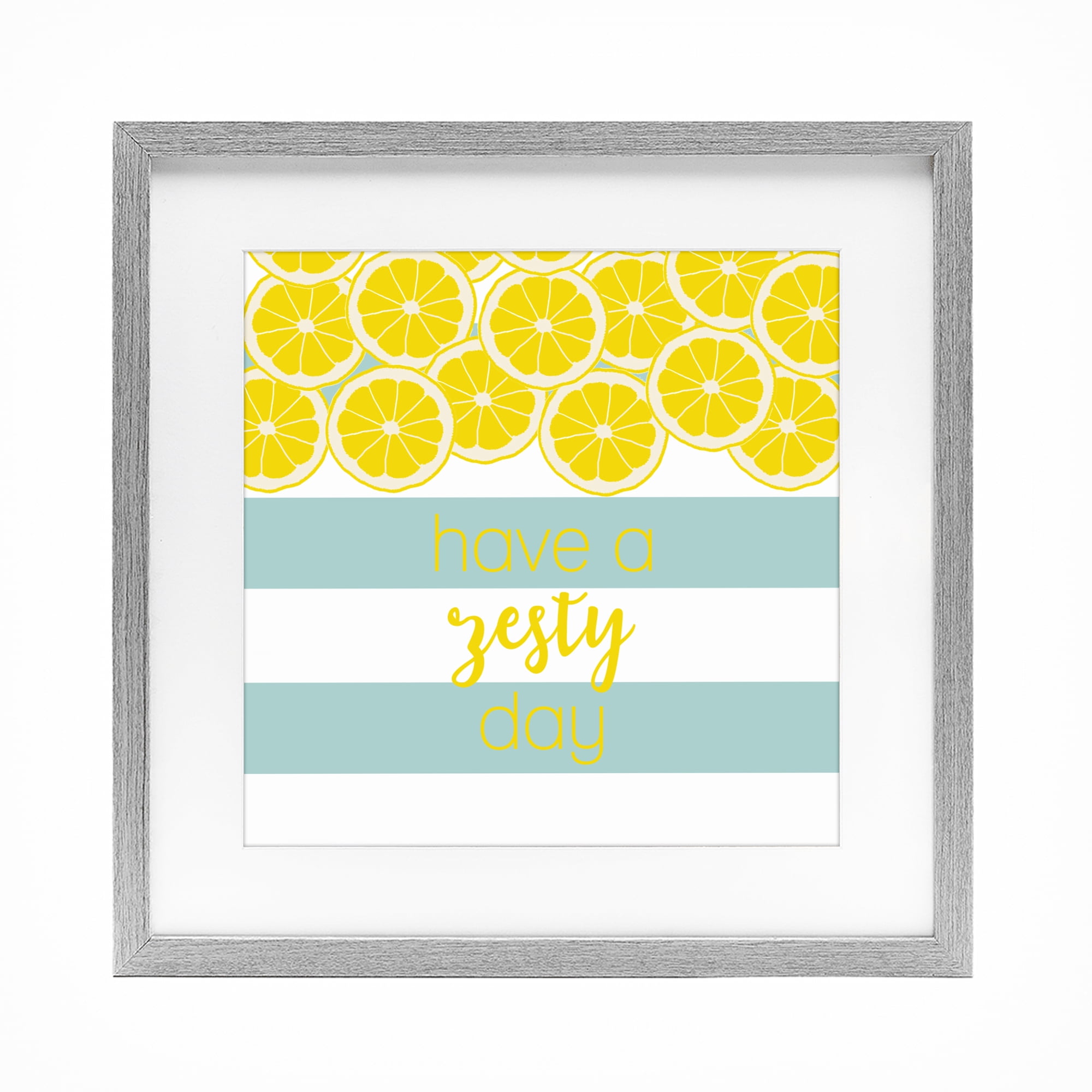 Stupell Industries Zesty Citrus with Stripes Gray Framed Print Under Glass, design by Anna Quach