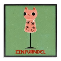 Stupell Industries Zinfurndel Feline Wine Animals Painting Black Framed Art Print Wall Art, 12 x 12