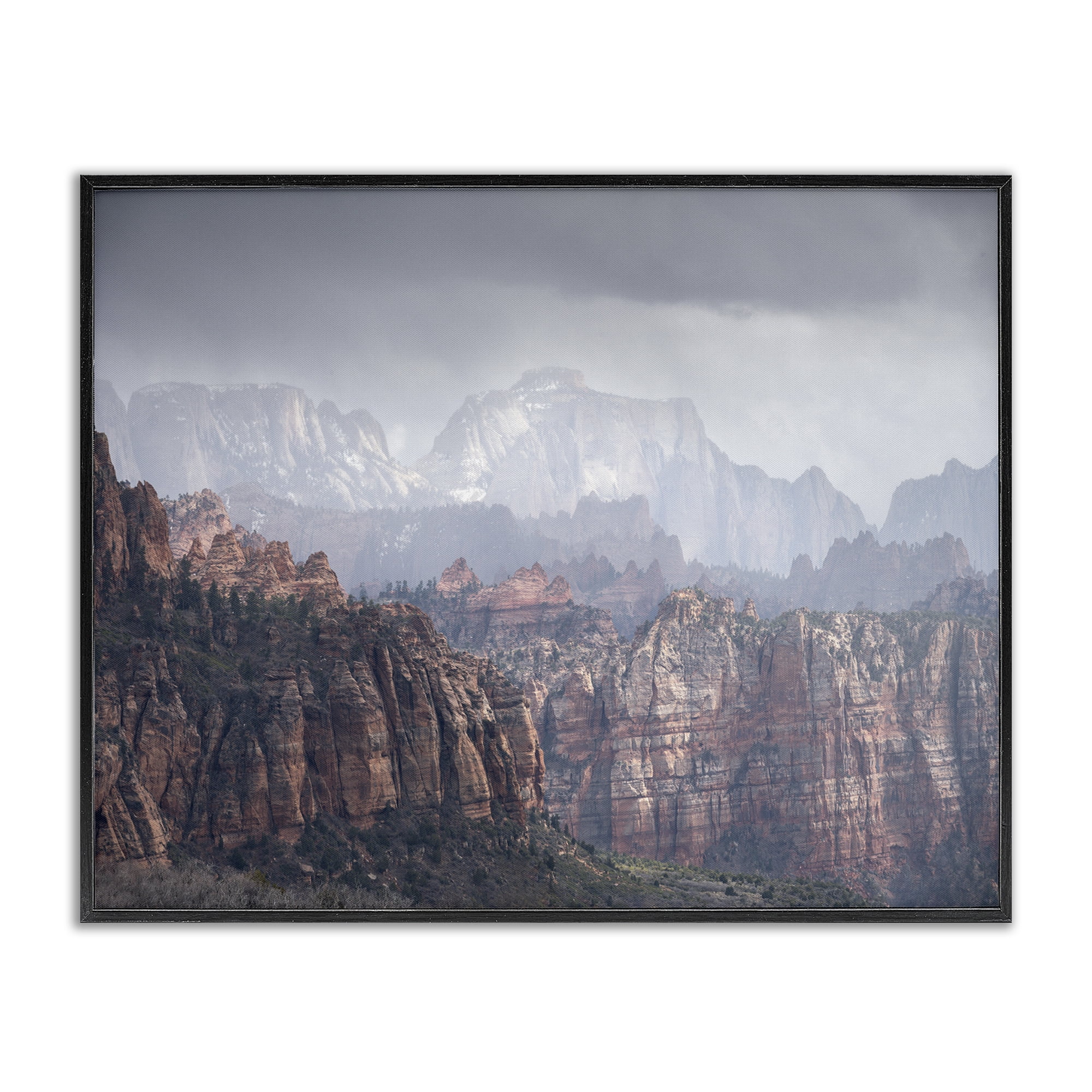 Stupell Industries Zion National Park Landscape Photography Black Framed Art Print Wall Art, 30 x 24