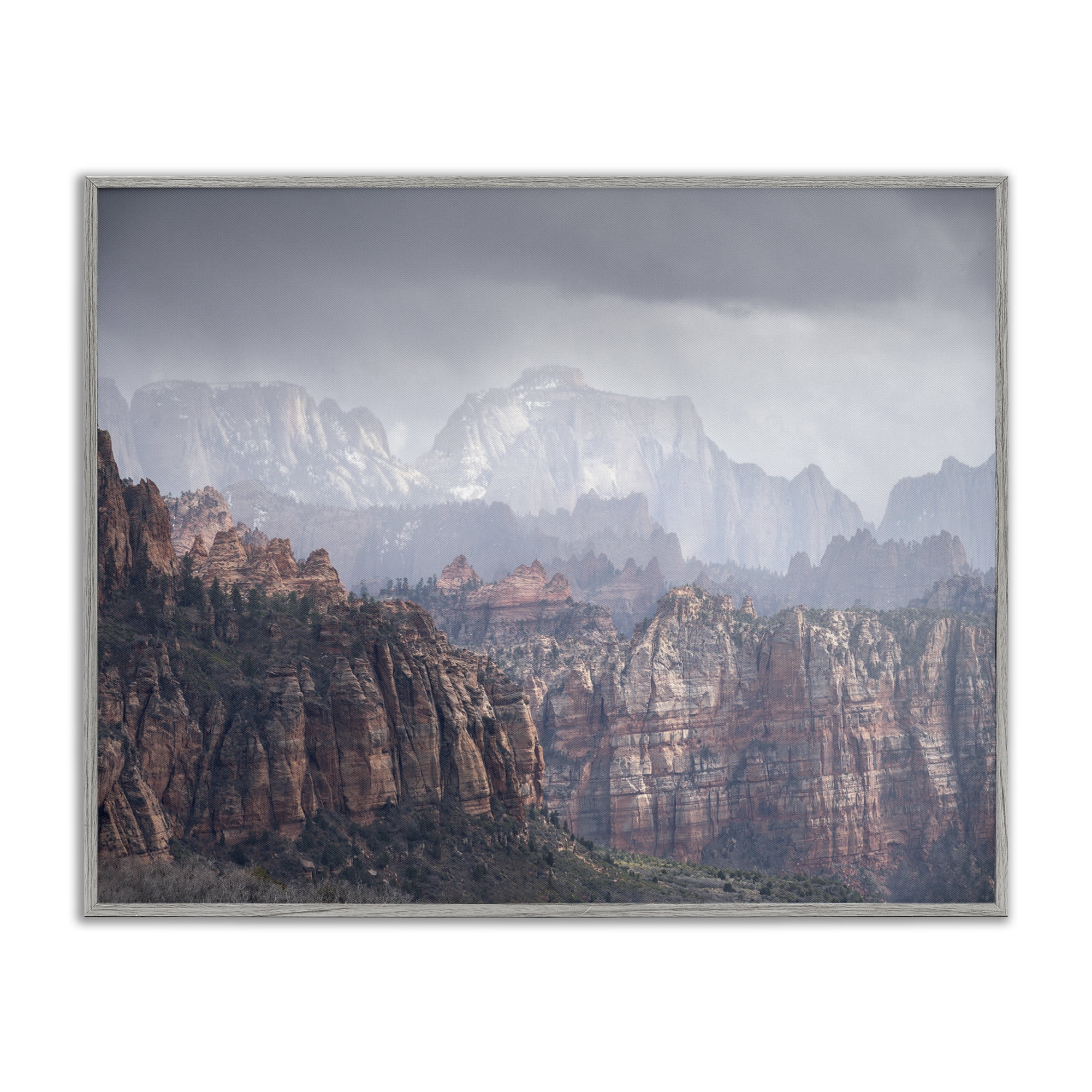 Stupell Industries Zion National Park Landscape Photography Gray Framed Art Print Wall Art, 30 x 24