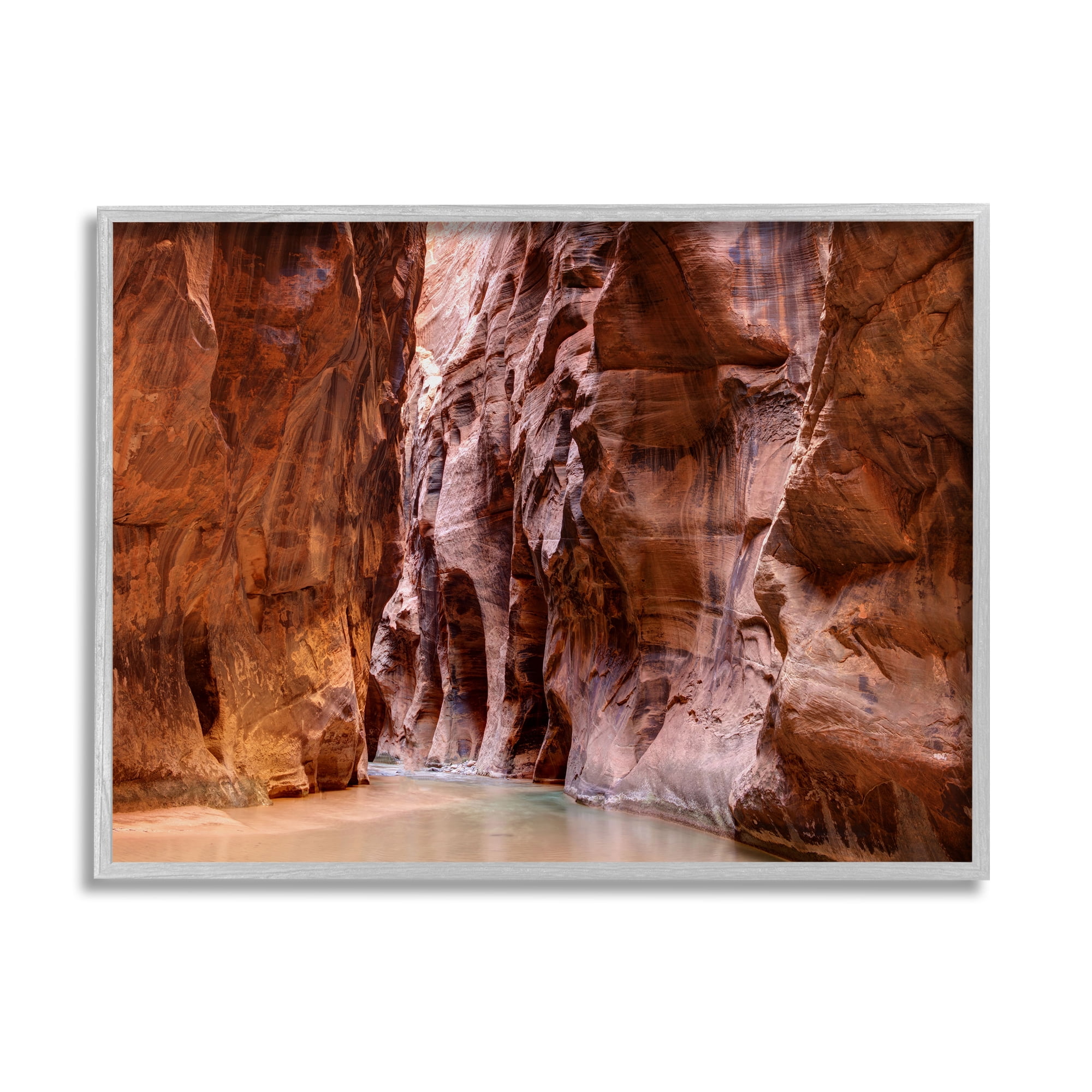 Stupell Industries Zion Park Landscape Nature Photography Gray Framed Art Print Wall Art, 20 x 16