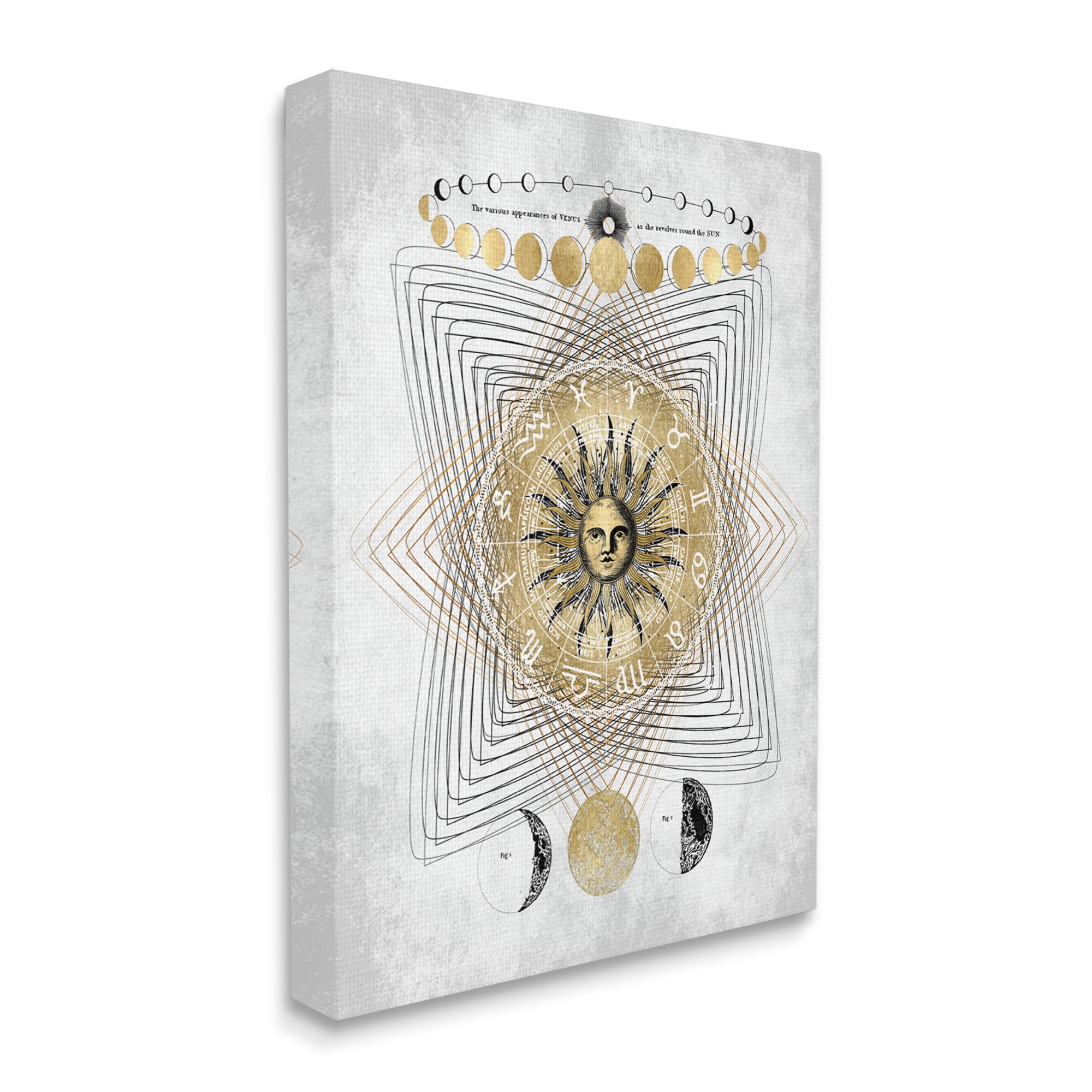 Gold and Black Zodiac Chart Canvas Wall Art, 16 x 20