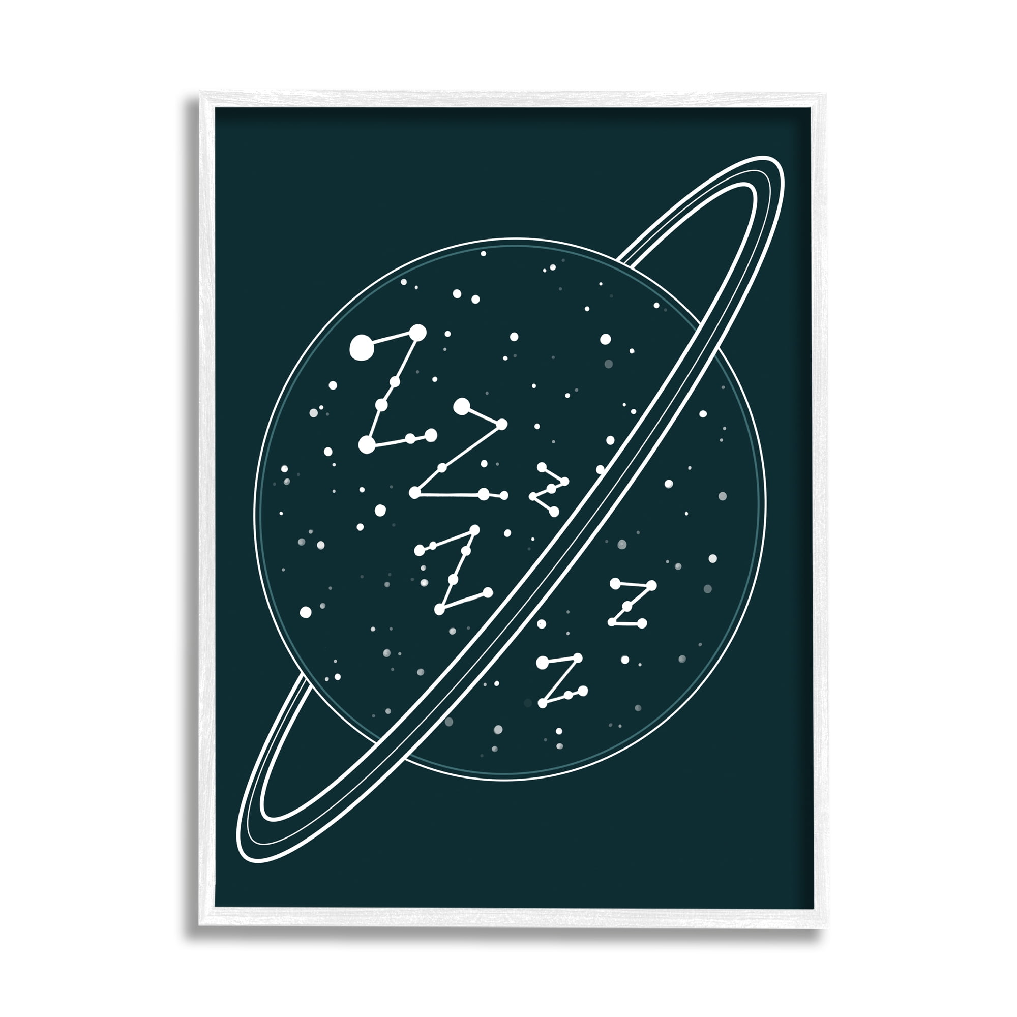 Stupell Industries Zzz Witty Sleeping Constellation Outer Space Planet Stars Framed Wall Art, 11 x 14, Design by Caverly Smith