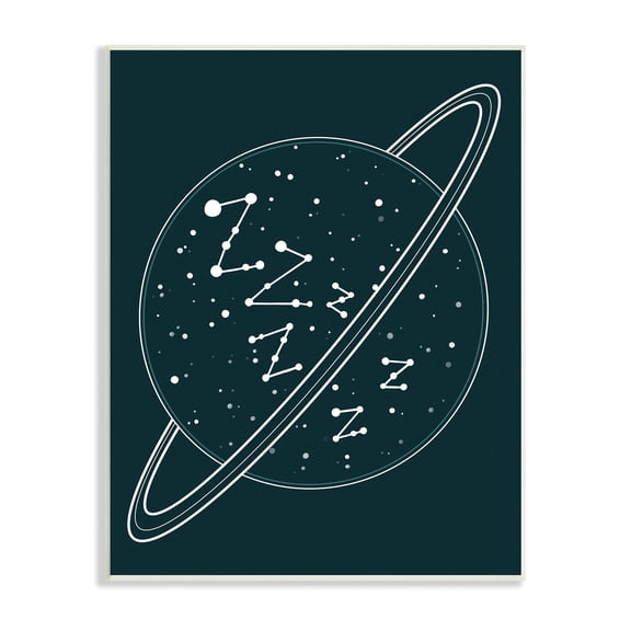 Stupell Industries Zzz Witty Sleeping Constellation Outer Space Planet Stars Wood Wall Art, 10 x 15, Design by Caverly Smith