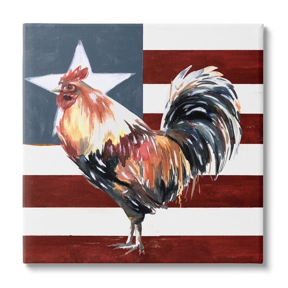 Stupell Industries a Rooster Single Star Flag Canvas Wall Art, 17 x 17, Design by White Ladder