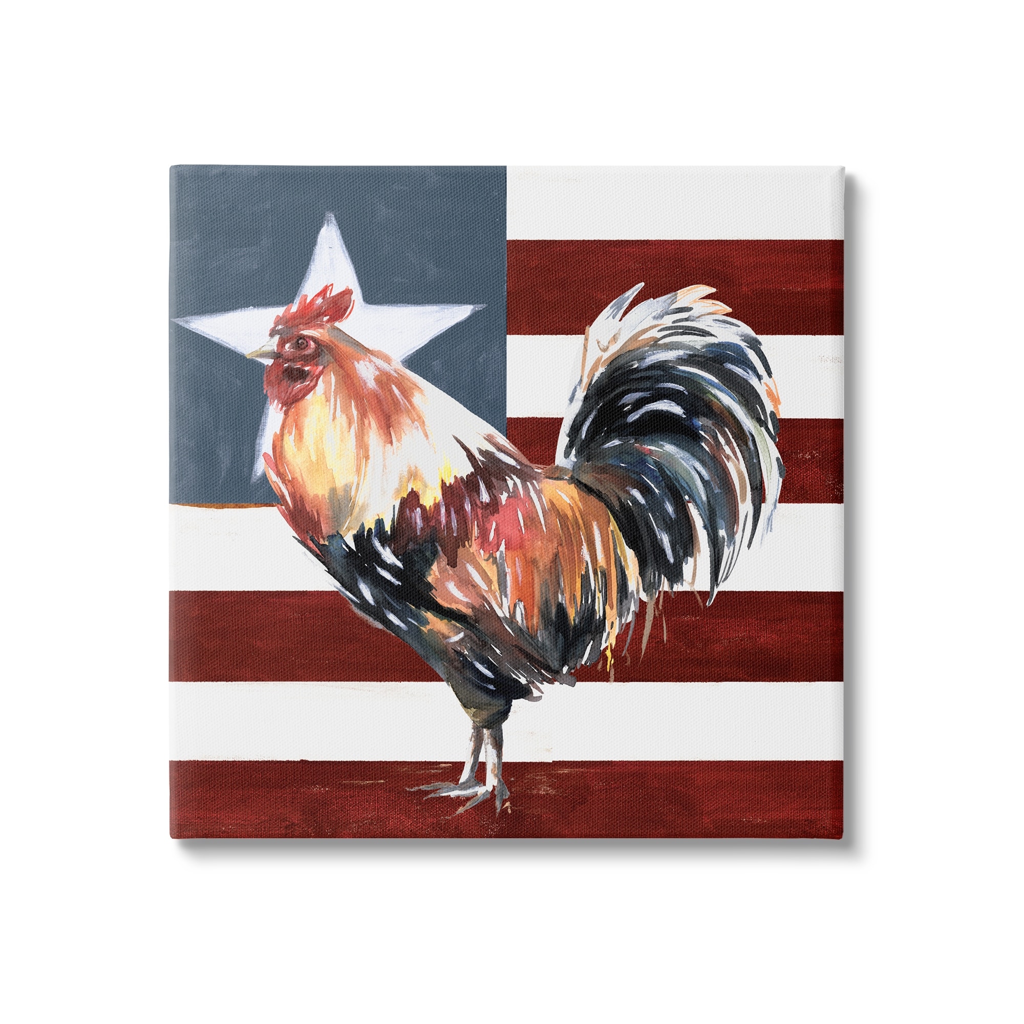 Stupell Industries a Rooster Single Star Flag Canvas Wall Art, 24 x 24, Design by White Ladder