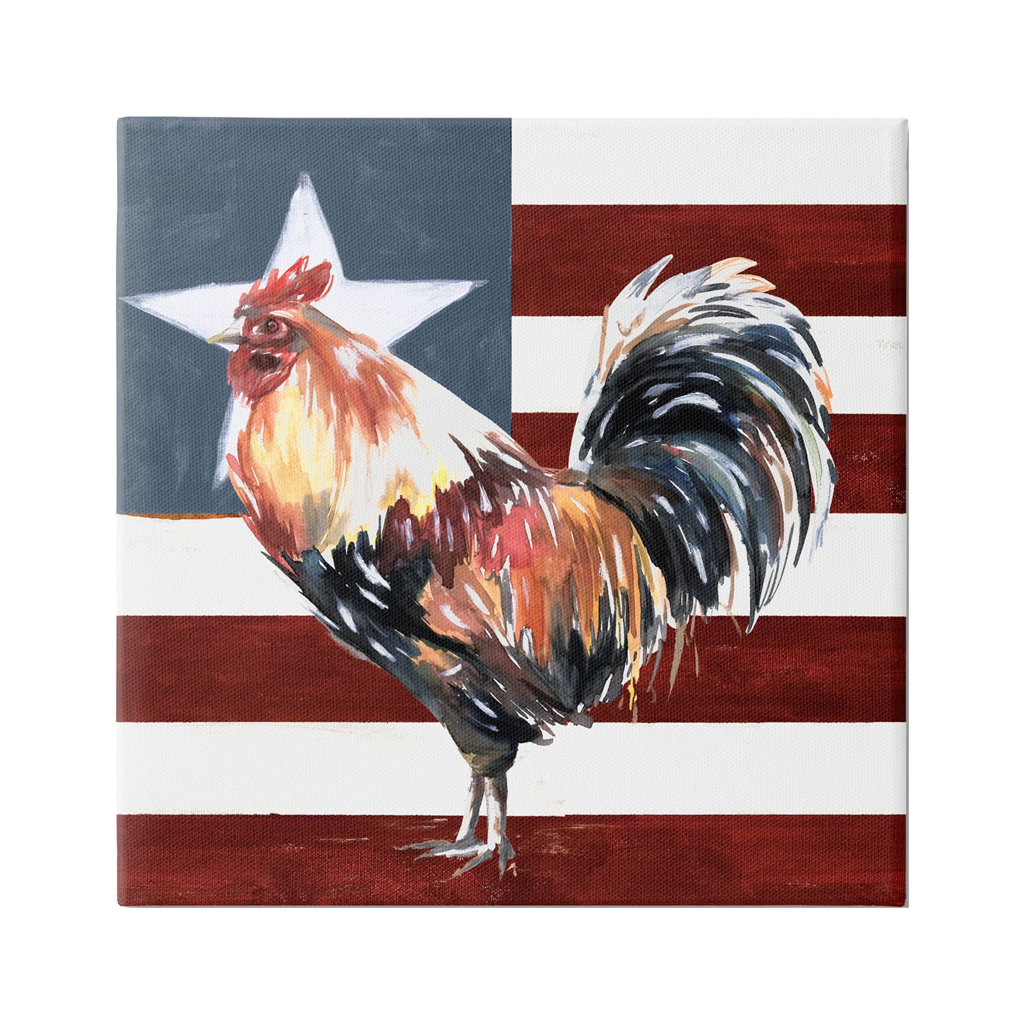 Stupell Industries a Rooster Single Star Flag Canvas Wall Art, 36 x 36, Design by White Ladder