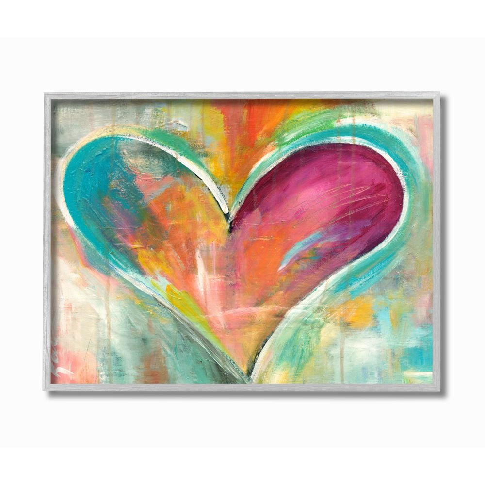 Stupell IndustriesAbstract Colorful Textural Heart PaintingFramed Wall Art by Kami Lerner