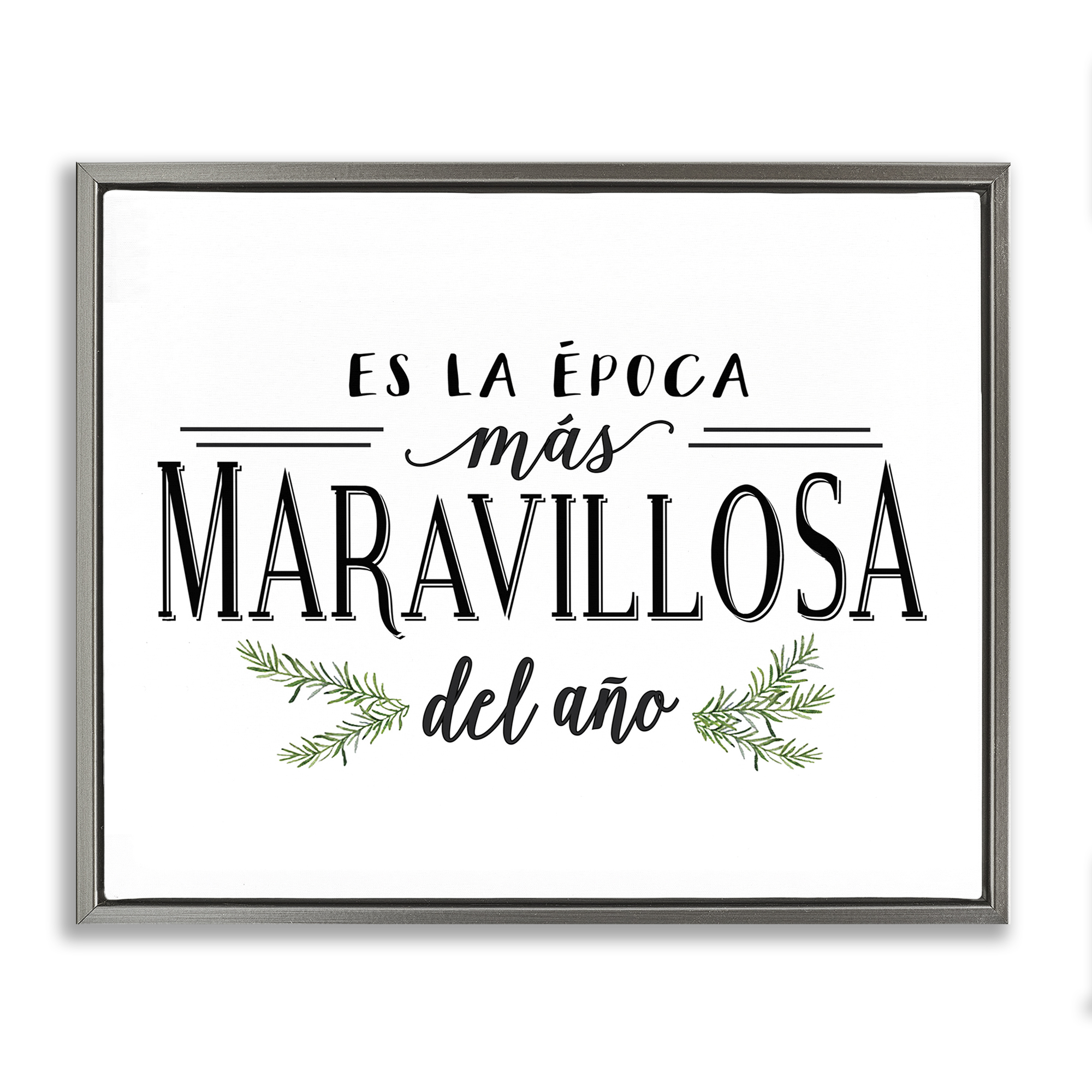 Stupell Industries Época Mas Maravillosa Holiday Painting Gray Floater Framed Art Print Wall Art, 21 x 17