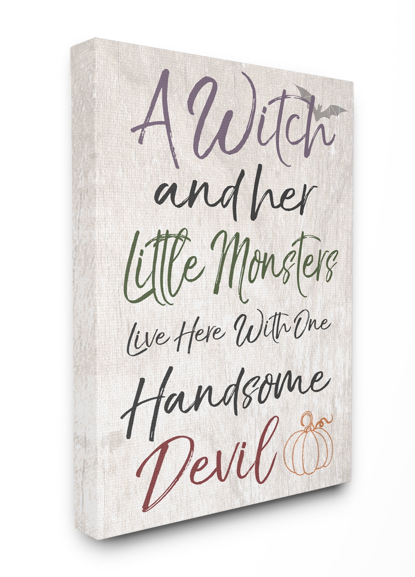 Stupell IndustriesA Witch, Little Monsters, and a Handsome Devil Canvas Wall Art by Daphne Polselli