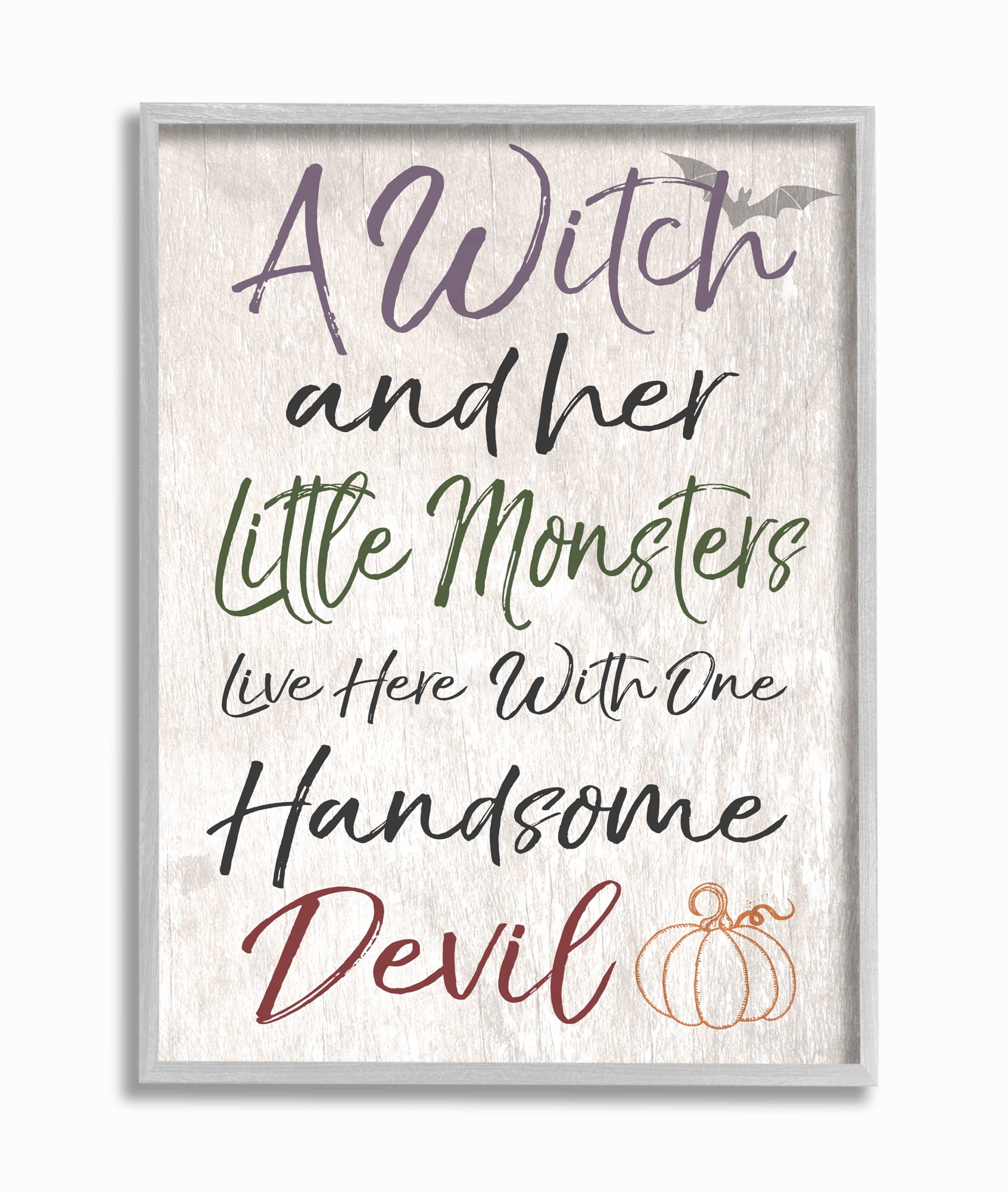 Stupell IndustriesA Witch, Little Monsters, and a Handsome Devil Framed Wall Art by Daphne Polselli