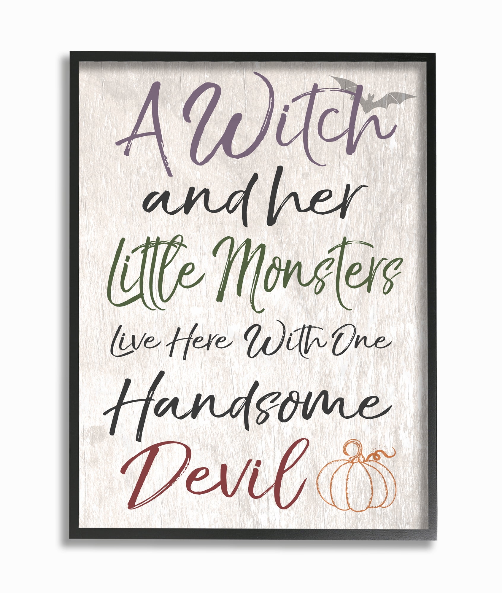 Stupell IndustriesA Witch, Little Monsters, and a Handsome Devil Framed Wall Art by Daphne Polselli
