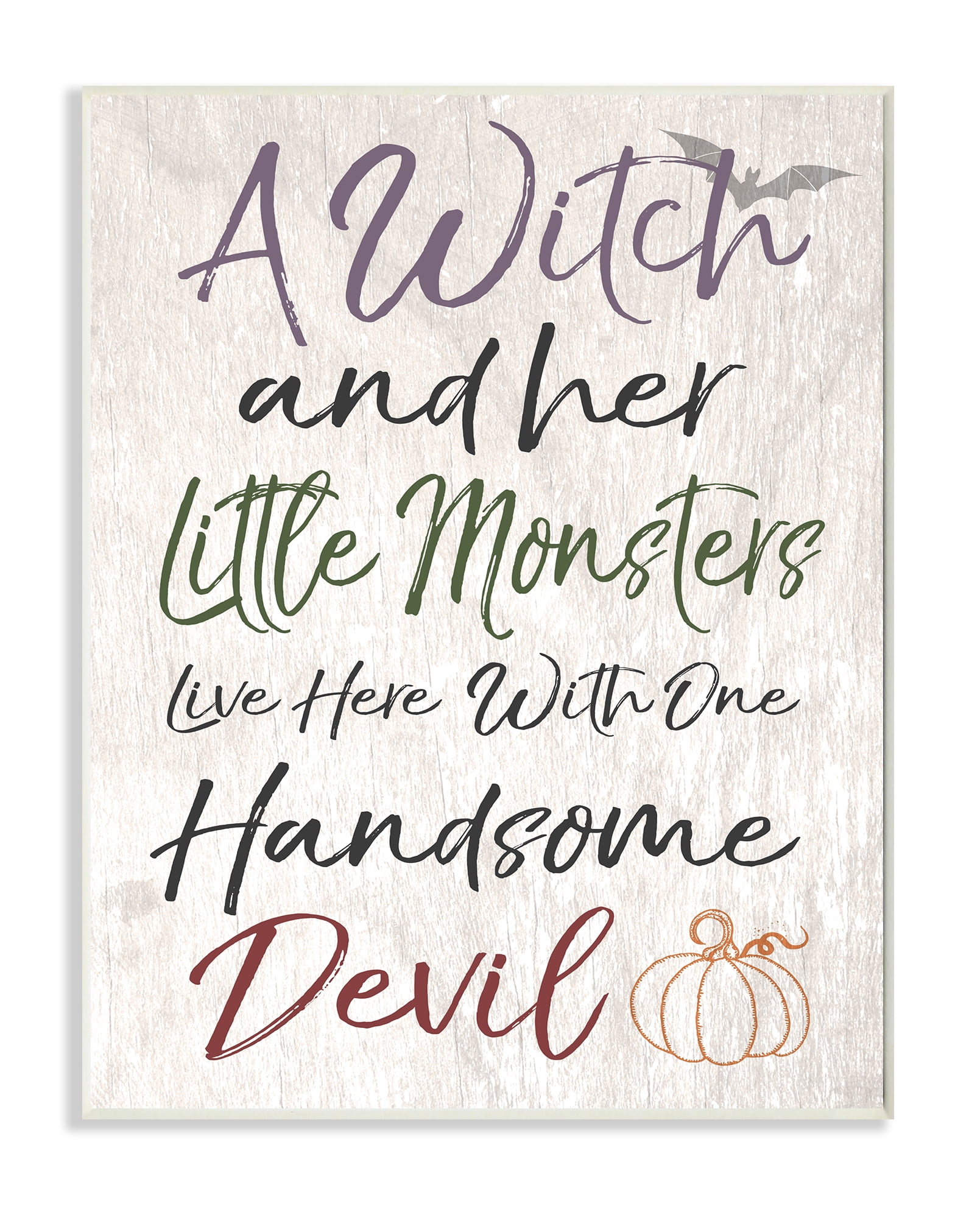 Stupell IndustriesA Witch, Little Monsters, and a Handsome Devil Wall Plaqueby Daphne Polselli