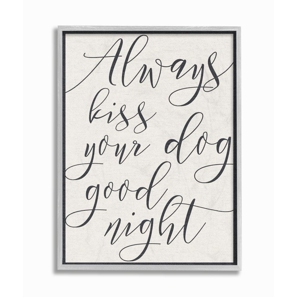 Stupell IndustriesAlways Kiss Your Dog Goodnight TanFramed Wall Art by Daphne Polselli