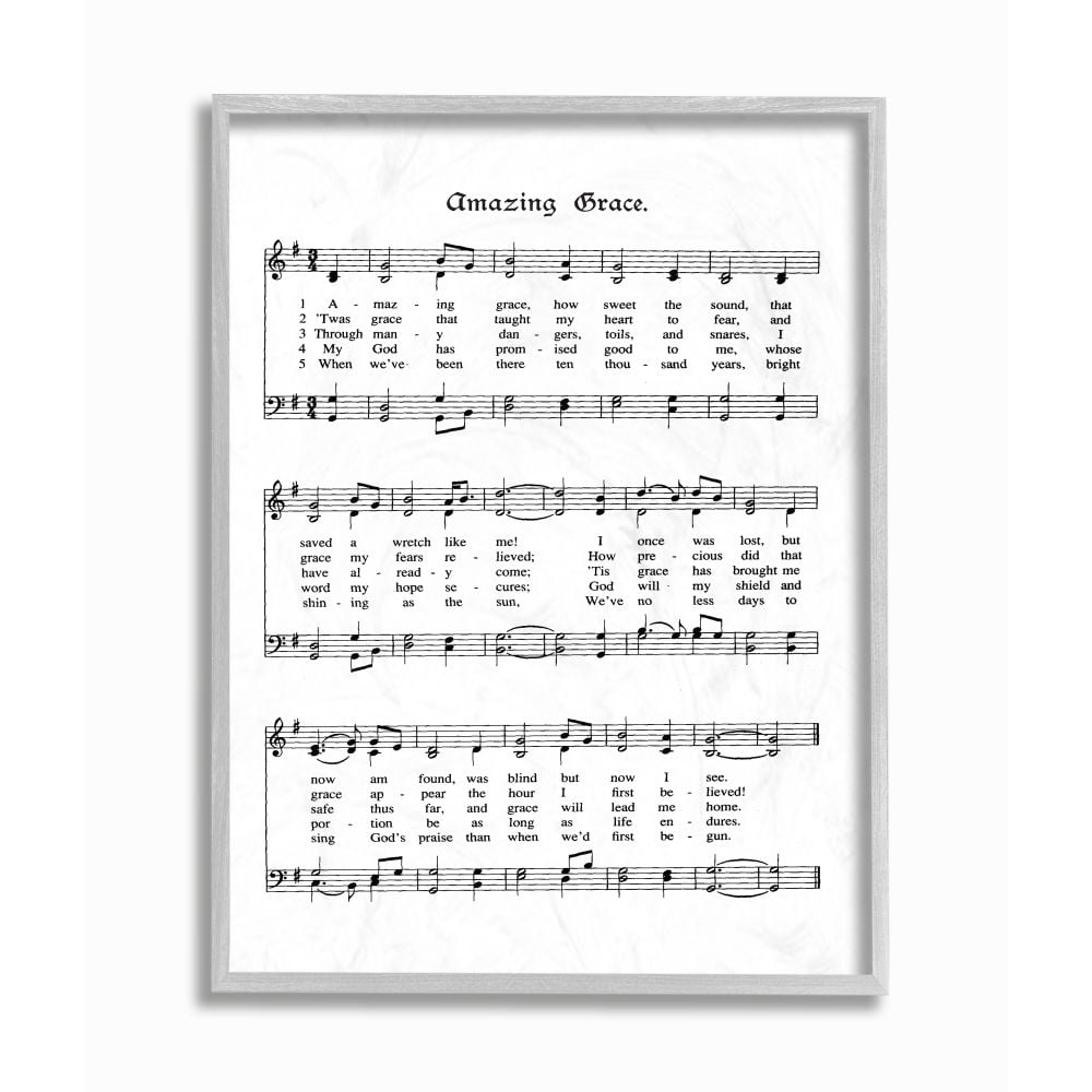 Stupell IndustriesAmazing Grace Vintage Sheet MusicFramed Wall Art by Lettered and Lined
