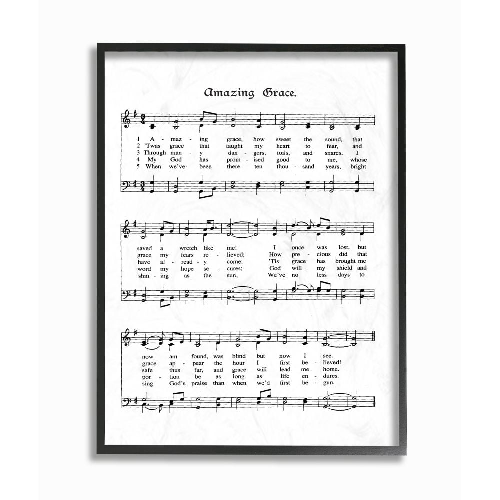 Stupell IndustriesAmazing Grace Vintage Sheet MusicFramed Wall Art by Lettered and Lined