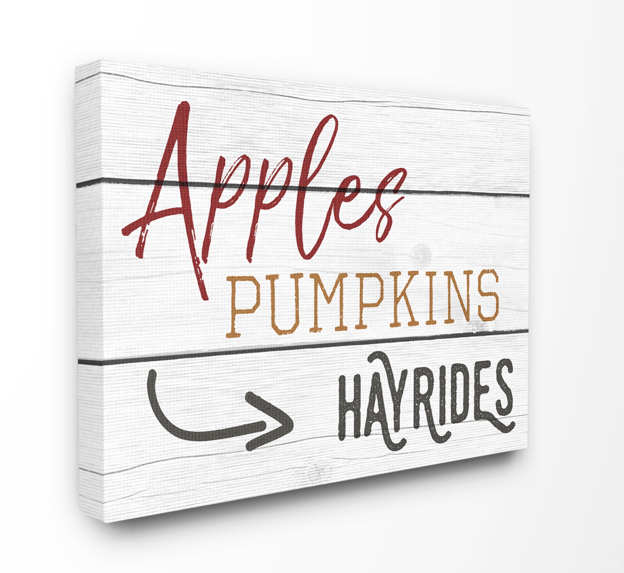 Stupell IndustriesApples Pumpkins Hayrides Vintage SignCanvas Wall Art by Daphne Polselli