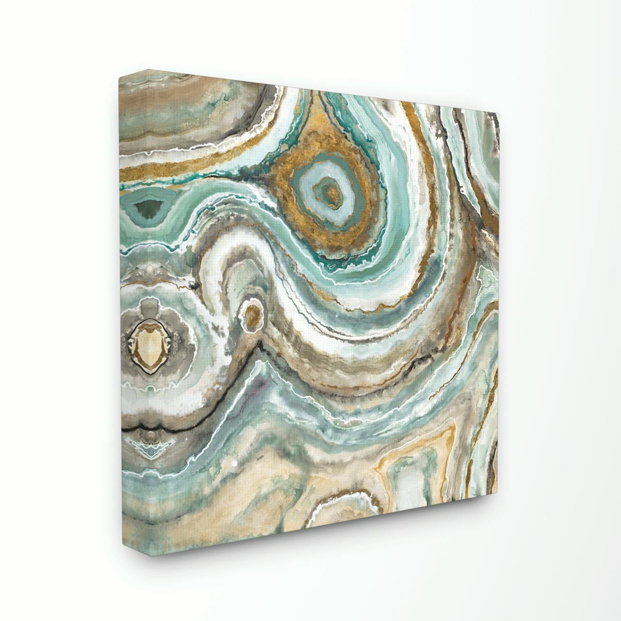 Aqua Geode Abstract Canvas Framed Wall Art, 18 x 18