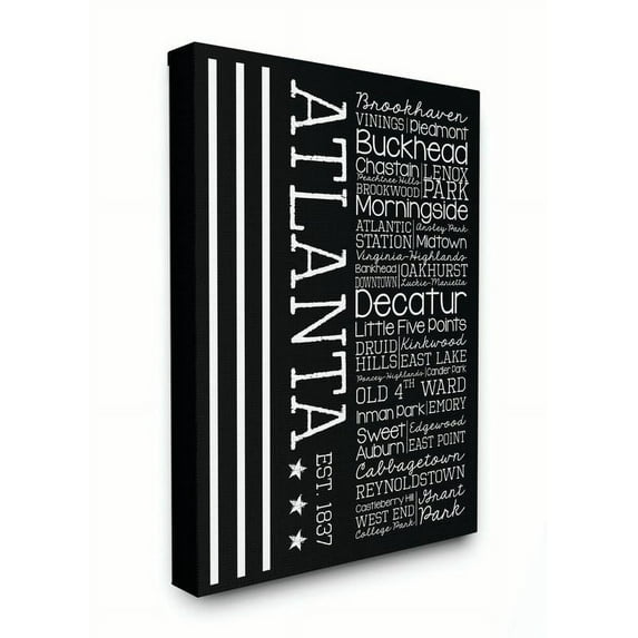 Stupell IndustriesAtlanta Words and Cities Typography Art Canvas Wall Art by Erica Billups