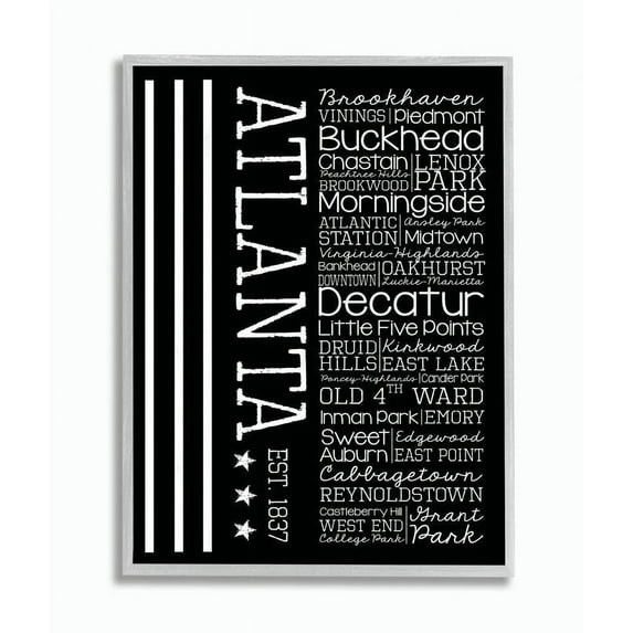 Stupell IndustriesAtlanta Words and Cities Typography Art Framed Wall Art by Erica Billups