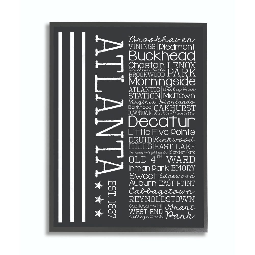 Stupell IndustriesAtlanta Words and Cities Typography Art Framed Wall Art by Erica Billups