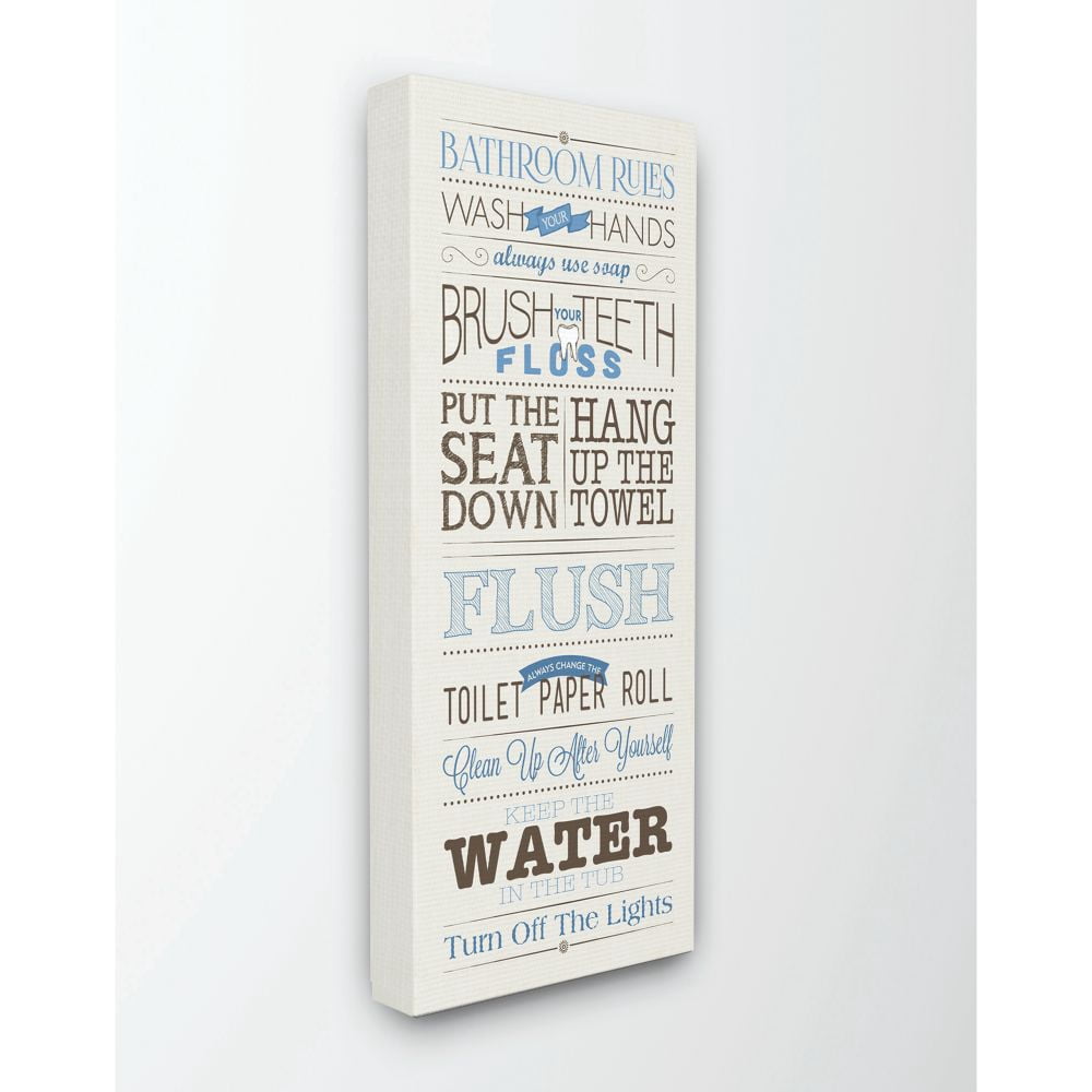 Stupell IndustriesBathroom Rules Blue And Black Print Bathroom Canvas Wall Art by Stephanie Workman Marrott