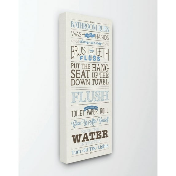 Stupell IndustriesBathroom Rules Blue And Black Print Bathroom Canvas Wall Art by Stephanie Workman Marrott