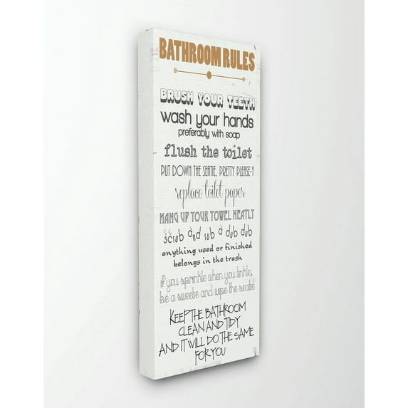 Stupell IndustriesBathroom Rules Tall Bathroom Canvas Wall Art by Anna Quach