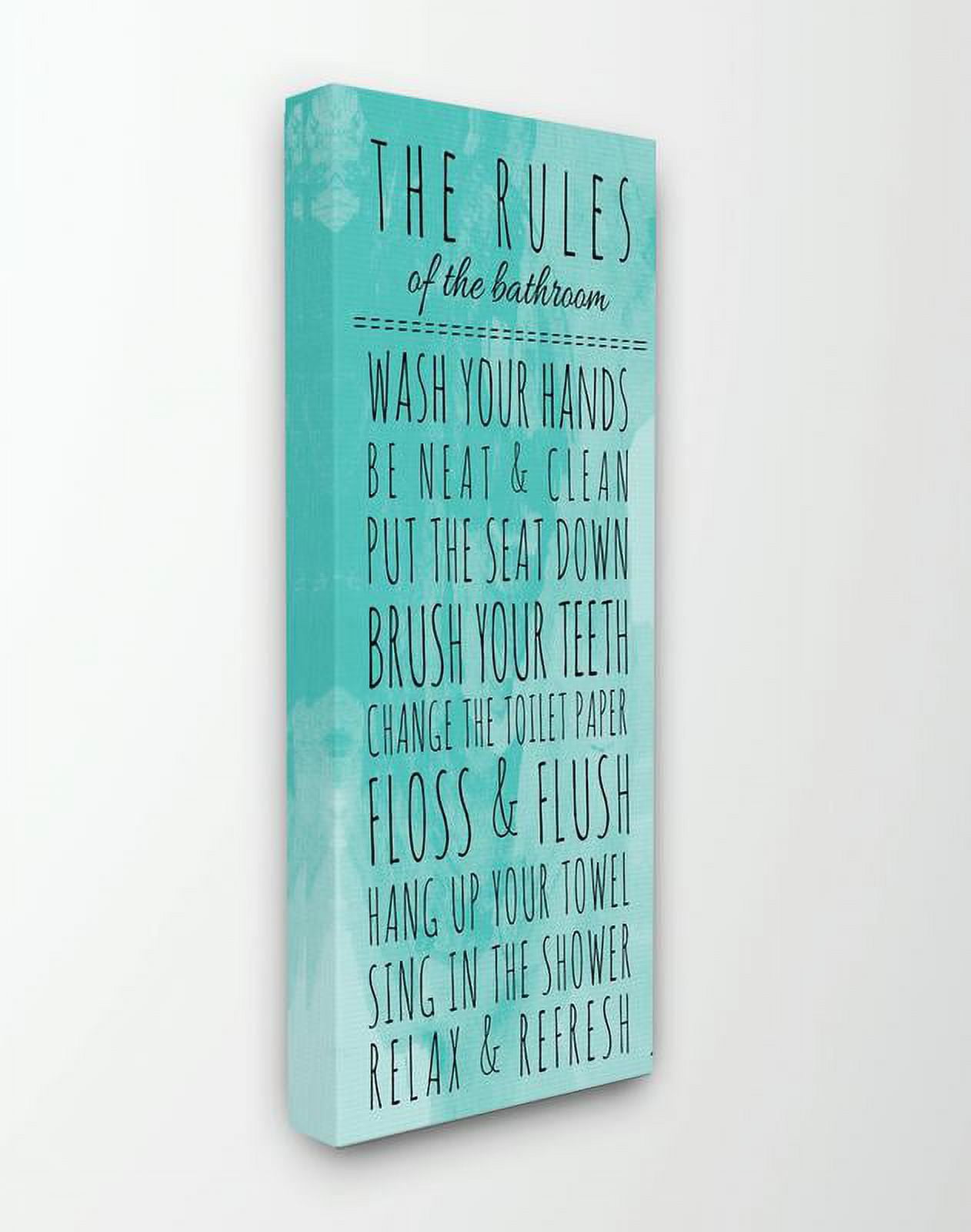 Stupell IndustriesBathroom "The Rules" Turquoise Canvas Wall Art by Anna Quach