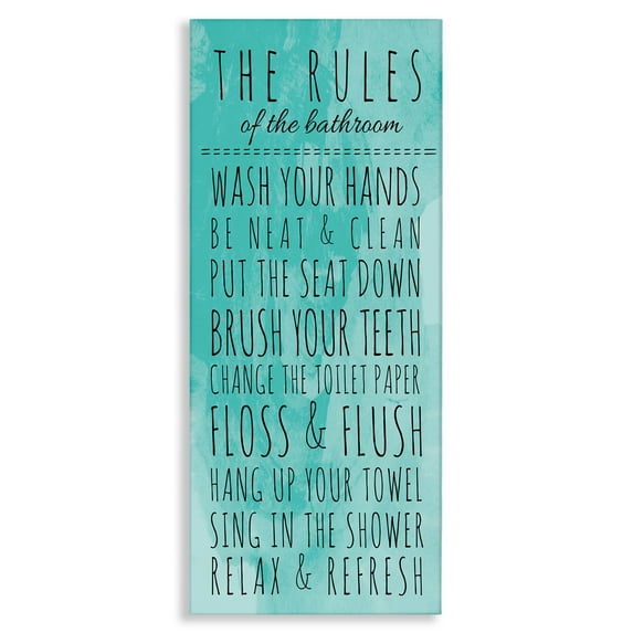 Stupell IndustriesBathroom "The Rules" Turquoise Canvas Wall Art by Anna Quach