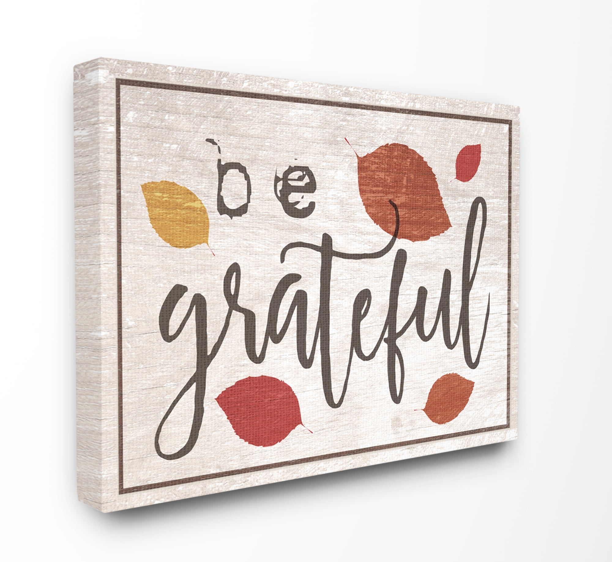 Stupell IndustriesBe Grateful Fall Leaves TypographyCanvas Wall Art by Daphne Polselli