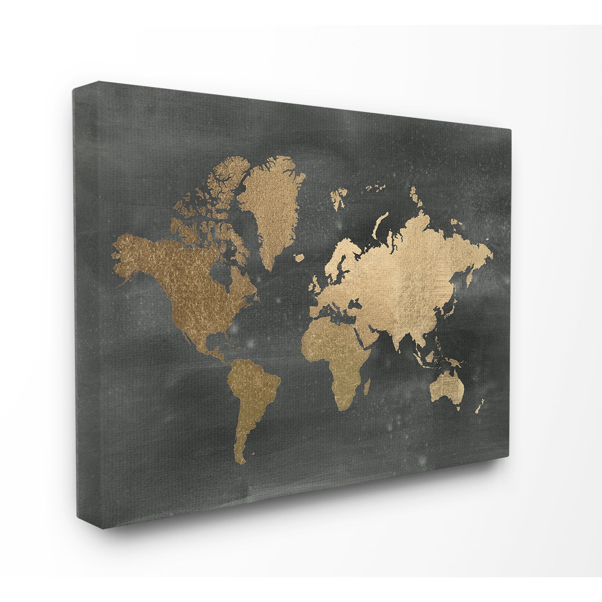 Stupell IndustriesBlack and Gold World MapCanvas Wall Art by Jennifer Goldberger