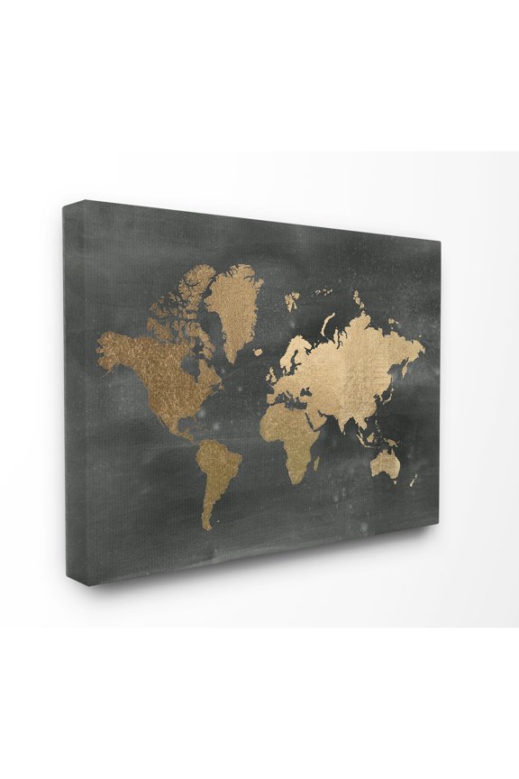 IndustriesBlack and Gold World MapCanvas Wall Art by Jennifer Goldberger